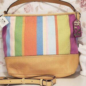Legacy COACH Y2K Hamptons Legacy Striped Multicolor Canvas & Leather Bag 19389